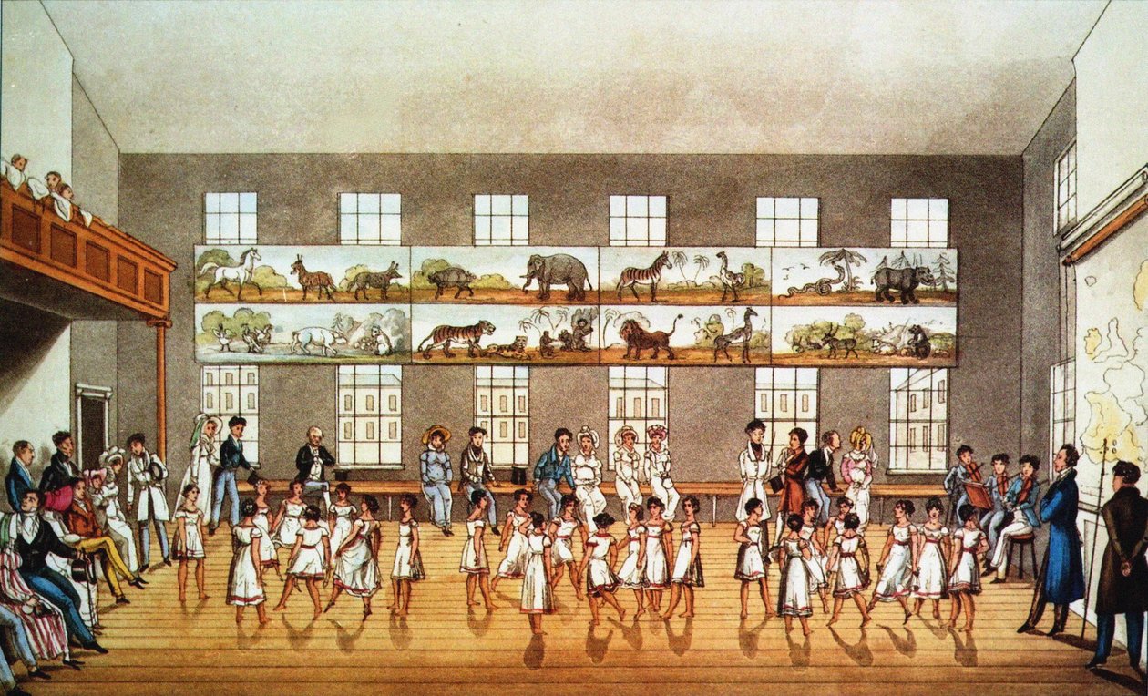 Taneční lekce v nadaci Roberta Owena New Lanark, 1823. od Unbekannt