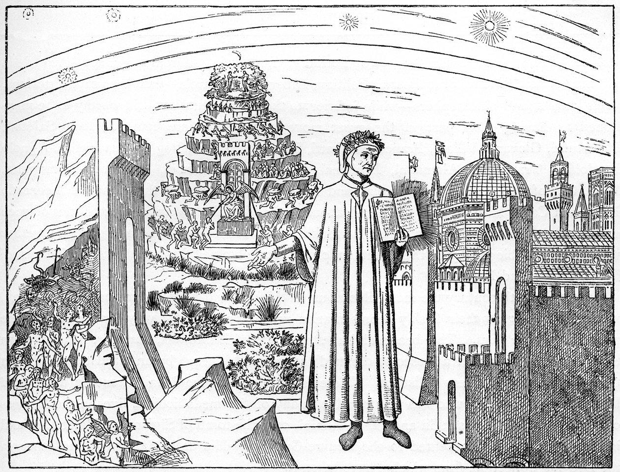 Dante 1265-1321, Florencie a sedm kruhů pekla, 1882 od Unbekannt