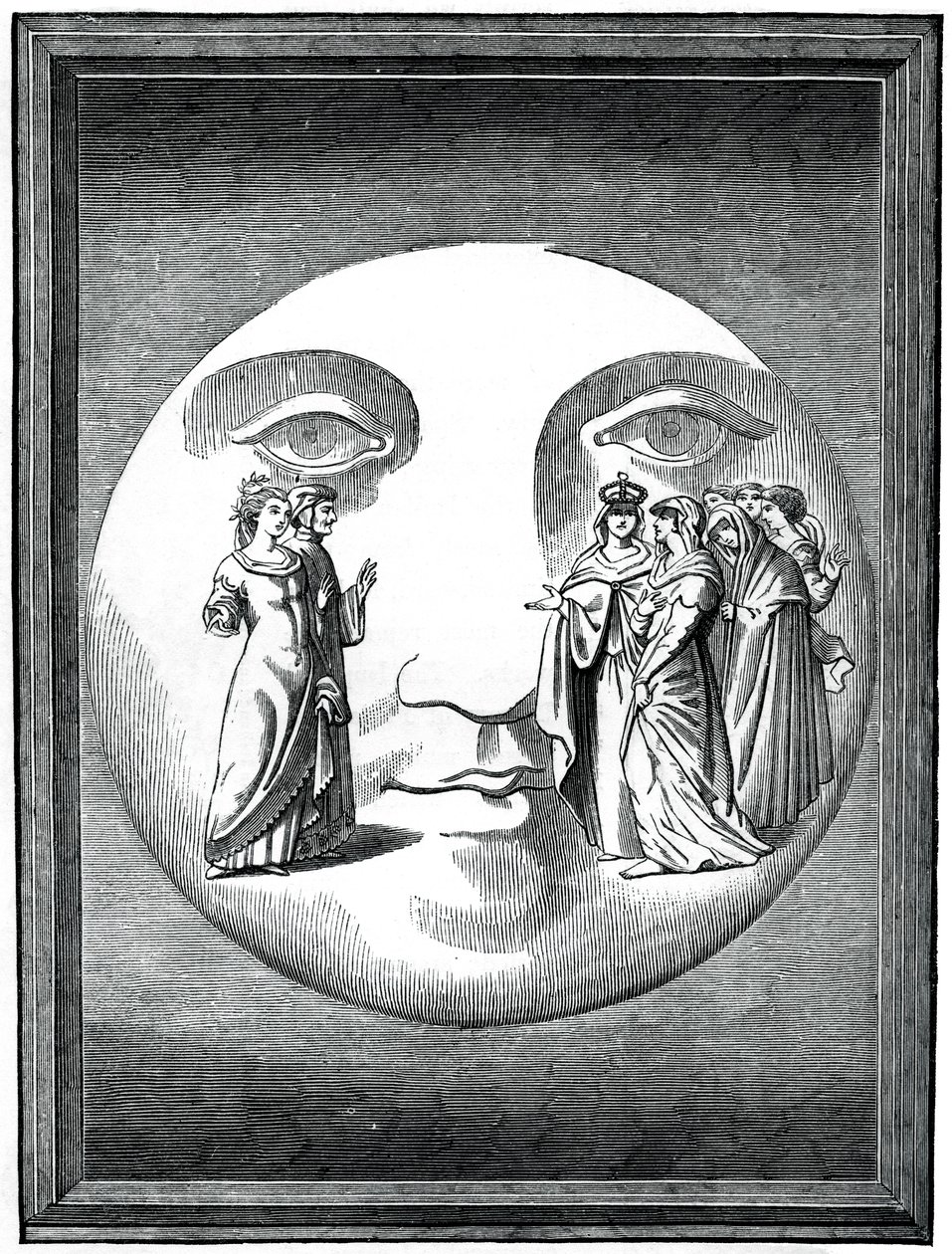 Dante a Beatrice transportováni na Měsíc, 16. století 1870 od Unbekannt
