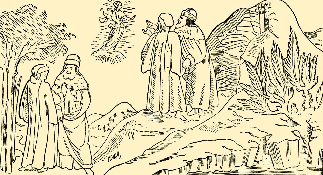 Dante v Očistci vidí vizi Beatrice, c1930. od Unbekannt