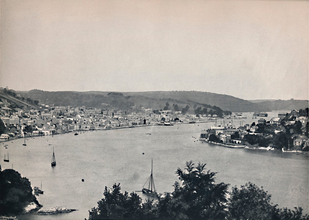 Dartmouth - Celkový pohled, zobrazující Britannia Floating Naval College, 1895 od Unbekannt
