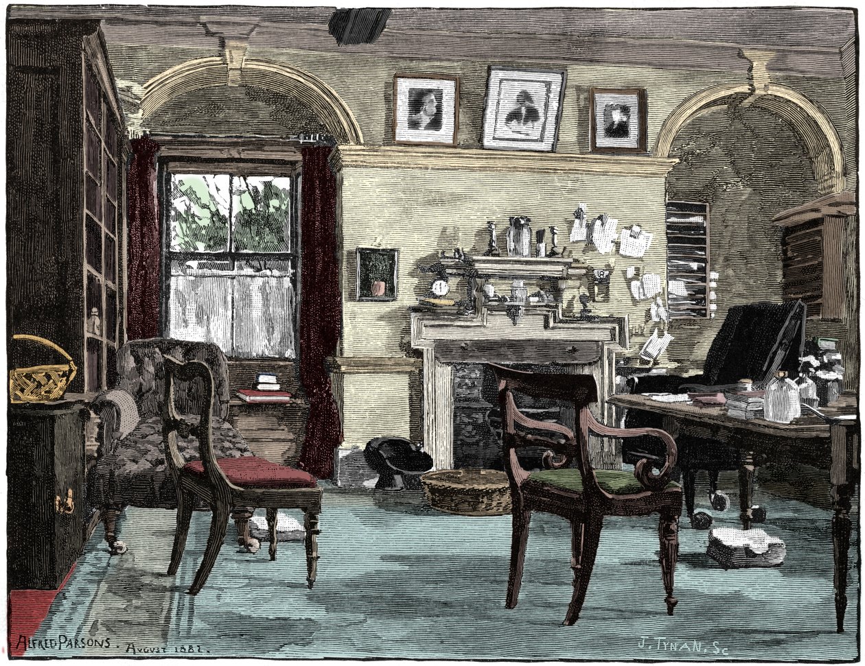 Darwins studuje v Down House, jeho domově poblíž Beckenham, Kent, 1883 od Unbekannt