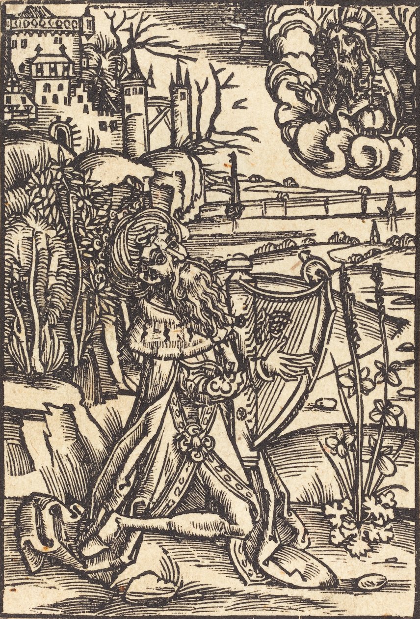 David hrající na harfu, c. 1500. od Unbekannt