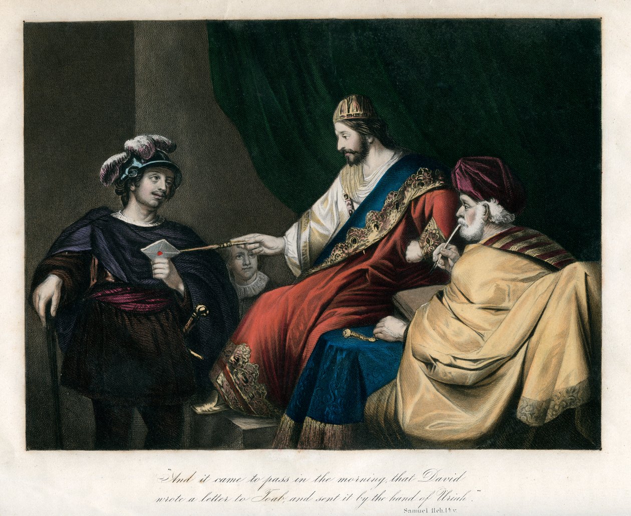 ...David napsal dopis Joabovi a poslal ho rukou Uriáše, kolem roku 1850 od Unbekannt