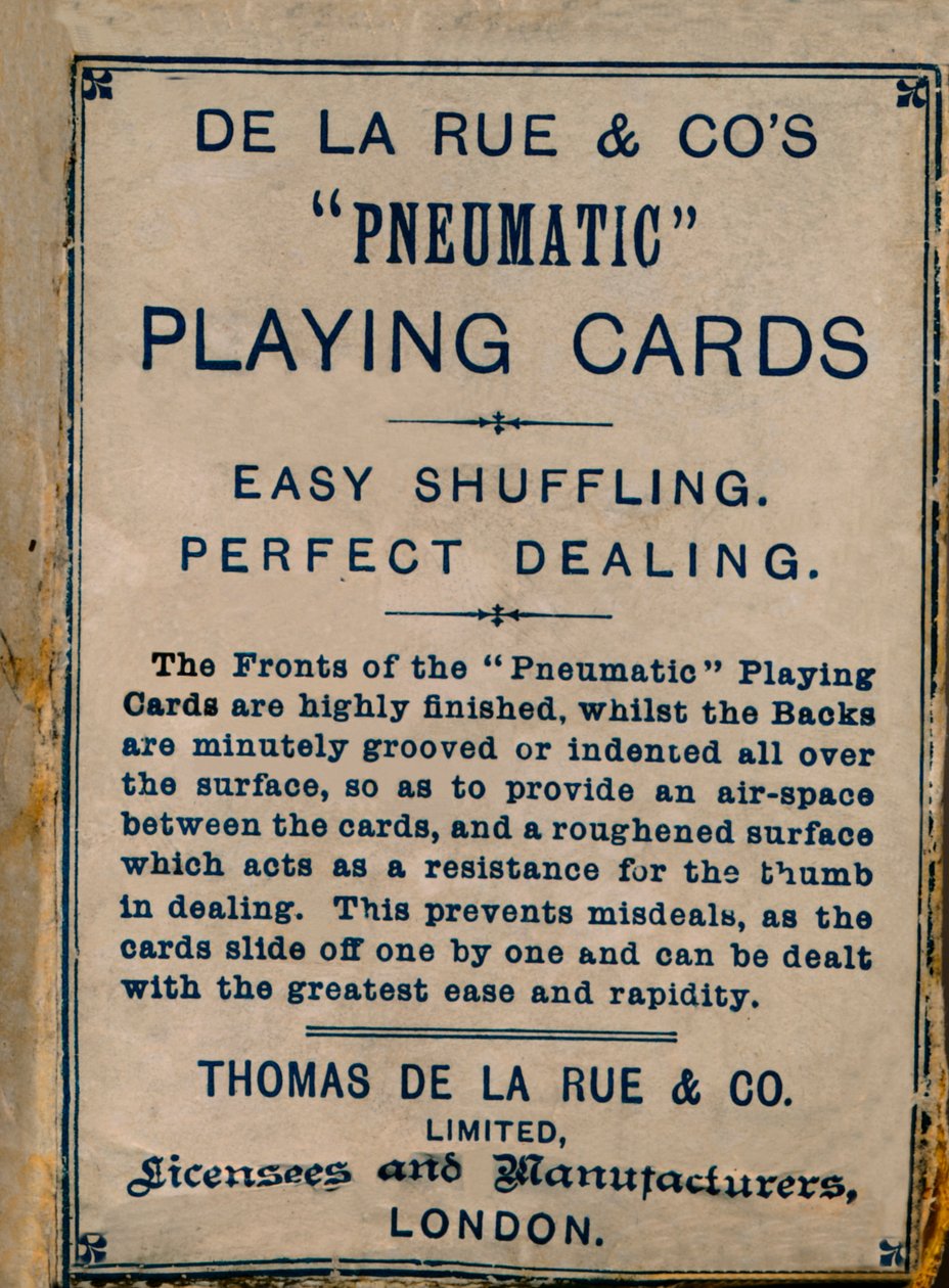 De La Rue & Cos Pneumatické hrací karty, obálka, 1925. od Unbekannt