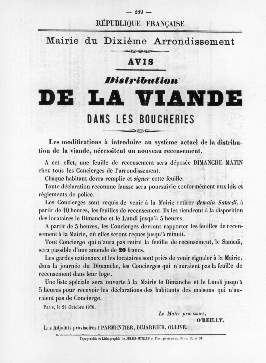 De La Viande, z francouzských politických plakátů Pařížské komuny, květen 1871 od Unbekannt