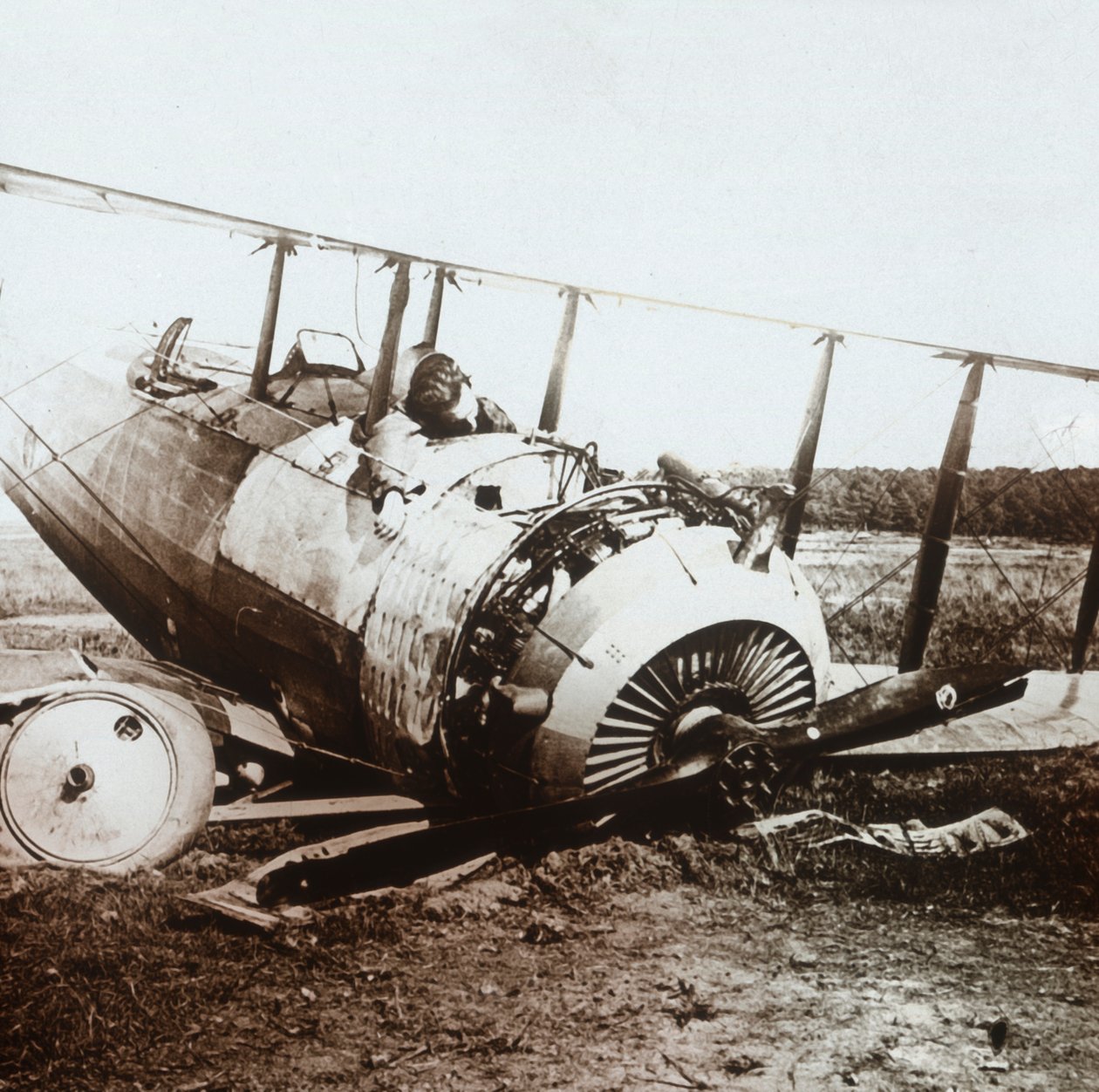Mrtvý pilot sestřeleného letadla Salmson, c1914-c1918 od Unbekannt
