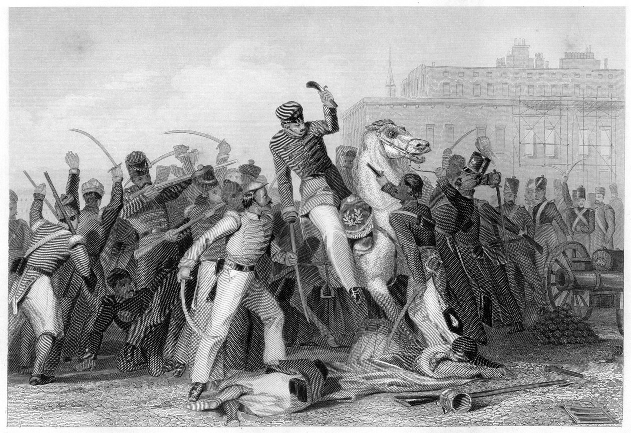 Smrt plukovníka Finnise v Meerutu, 1857, c1860 od Unbekannt