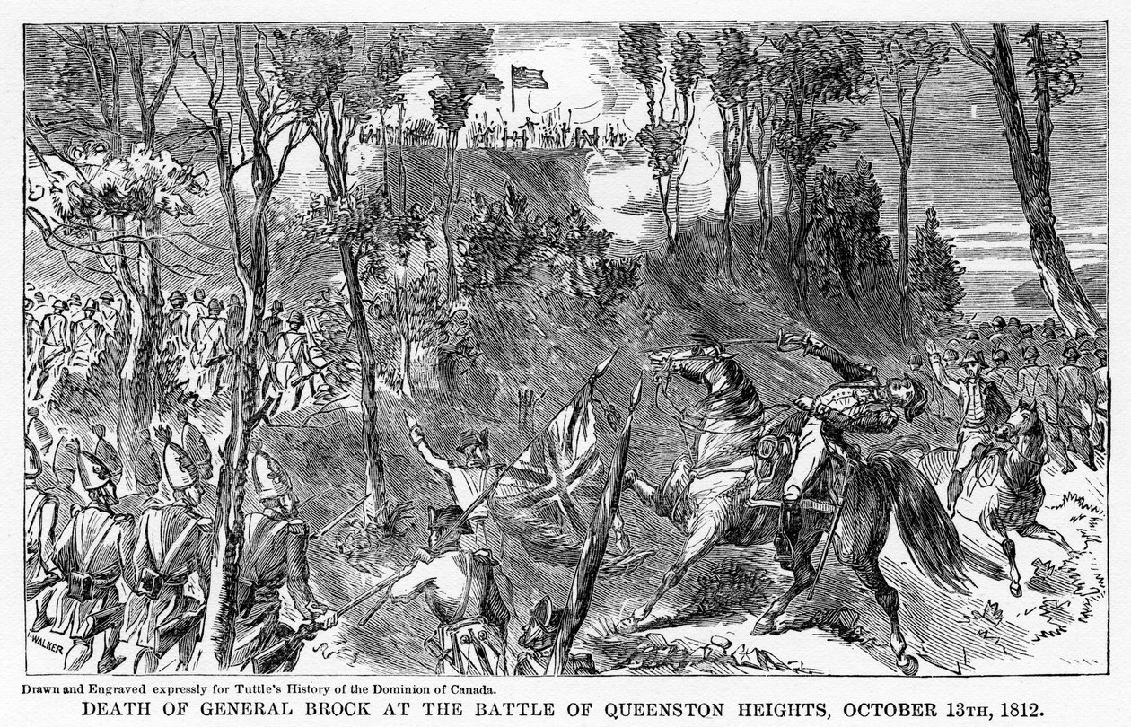 Smrt generála Brocka v bitvě u Queenston Heights, 13. října 1812, 1877 od Unbekannt