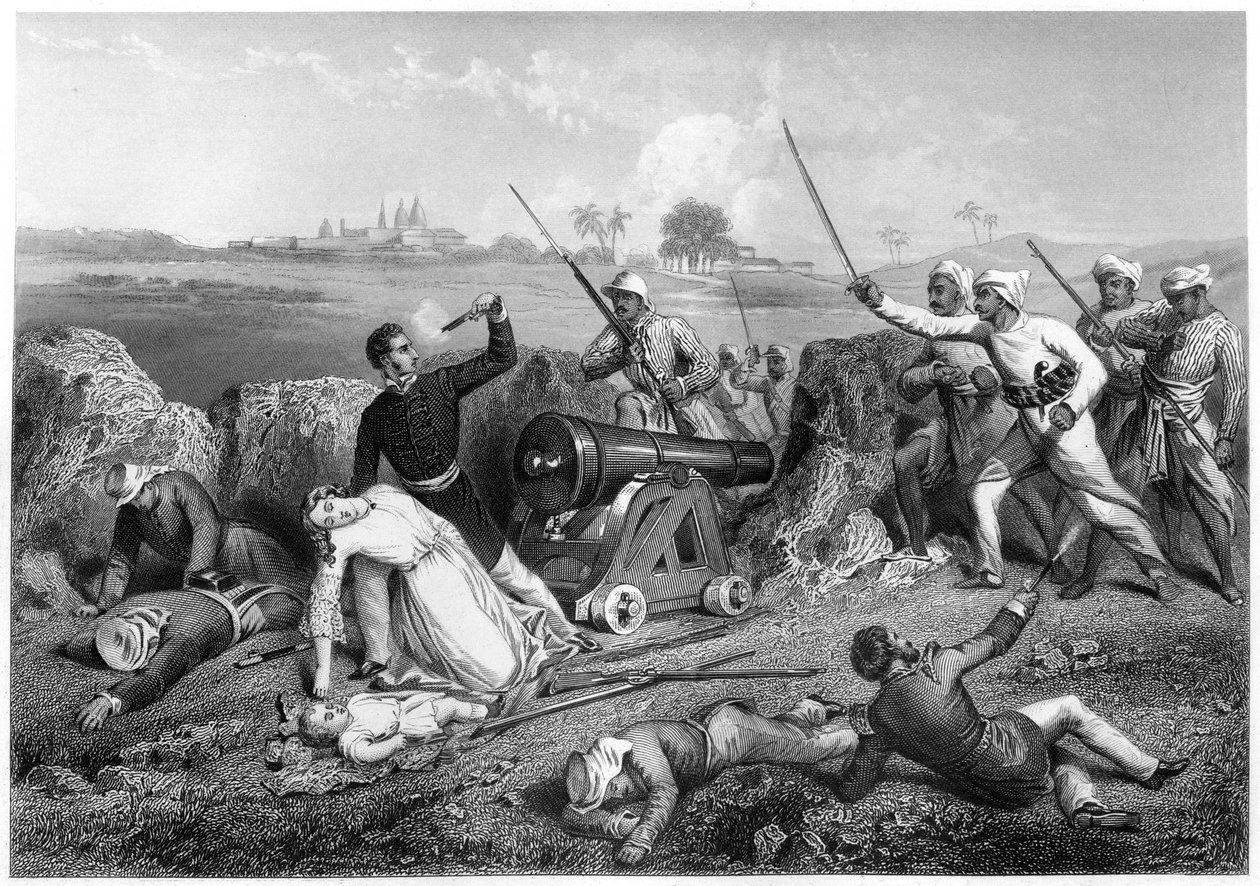 Smrt majora Skene a jeho manželky v Jhansi, 1857, c1860 od Unbekannt