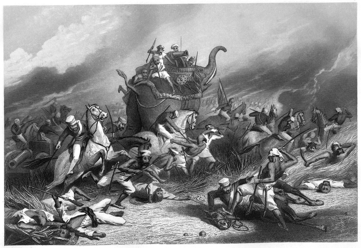 Porážka armády Peishwas před Jhansi generálem Rosem, 1. dubna 1858, c1860 od Unbekannt