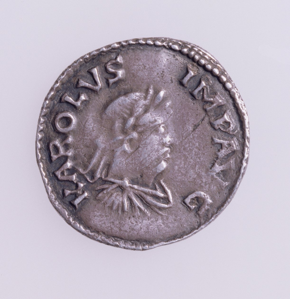 Denier of Charlemagne (742-814) avers zobrazující portrét Karla Velikého, Quentovic Mint 768-814 (stříbrná) (revers viz: 110164) od Unbekannt