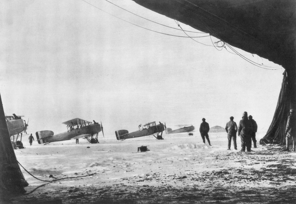 Odjezd francouzských letadel Breguet na průzkumnou misi v zimě, 1914-1918 od Unbekannt