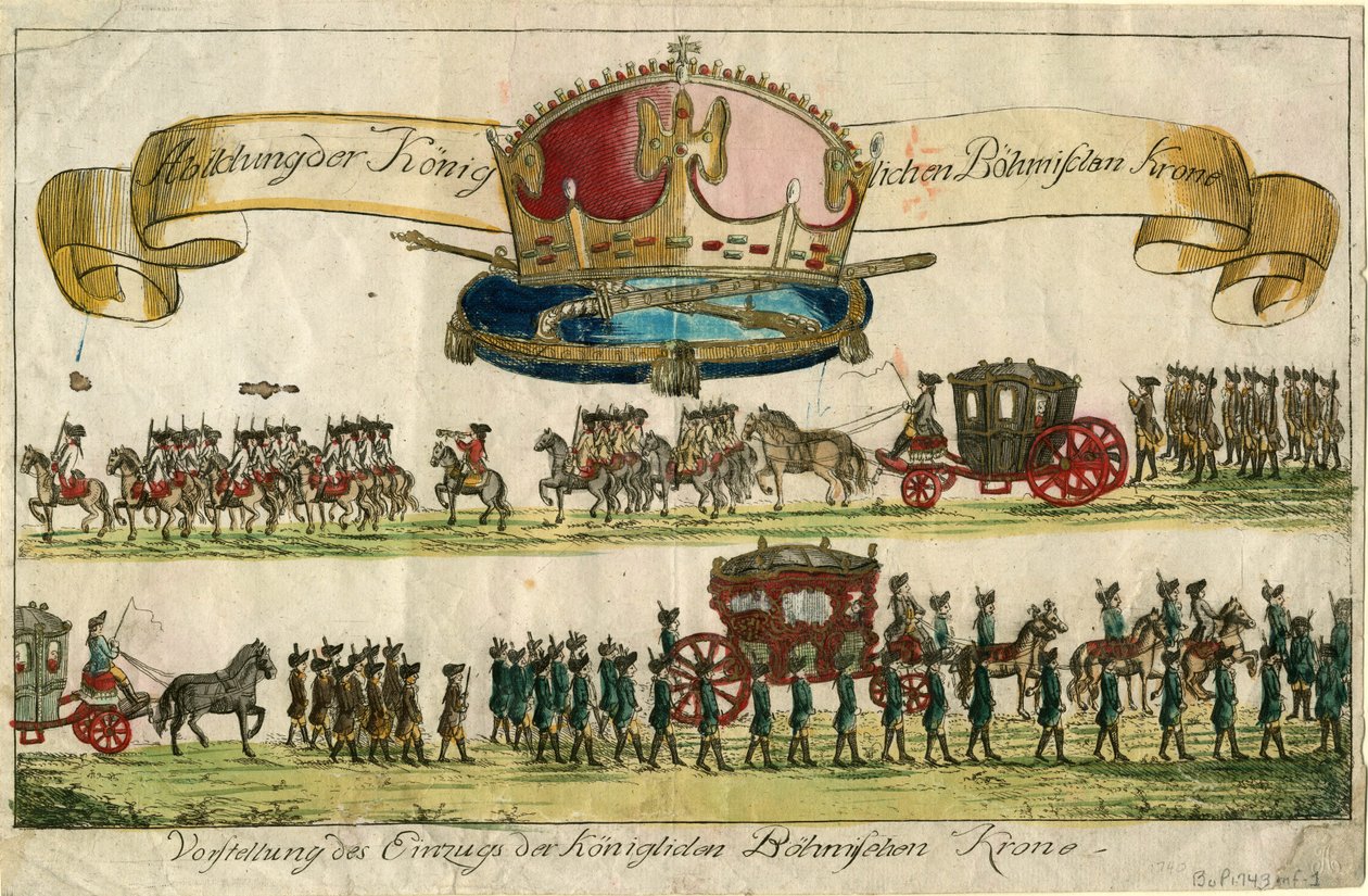 Vyobrazení Královské koruny české: Prezentace zápisu Královské koruny české, 1743. od Unbekannt