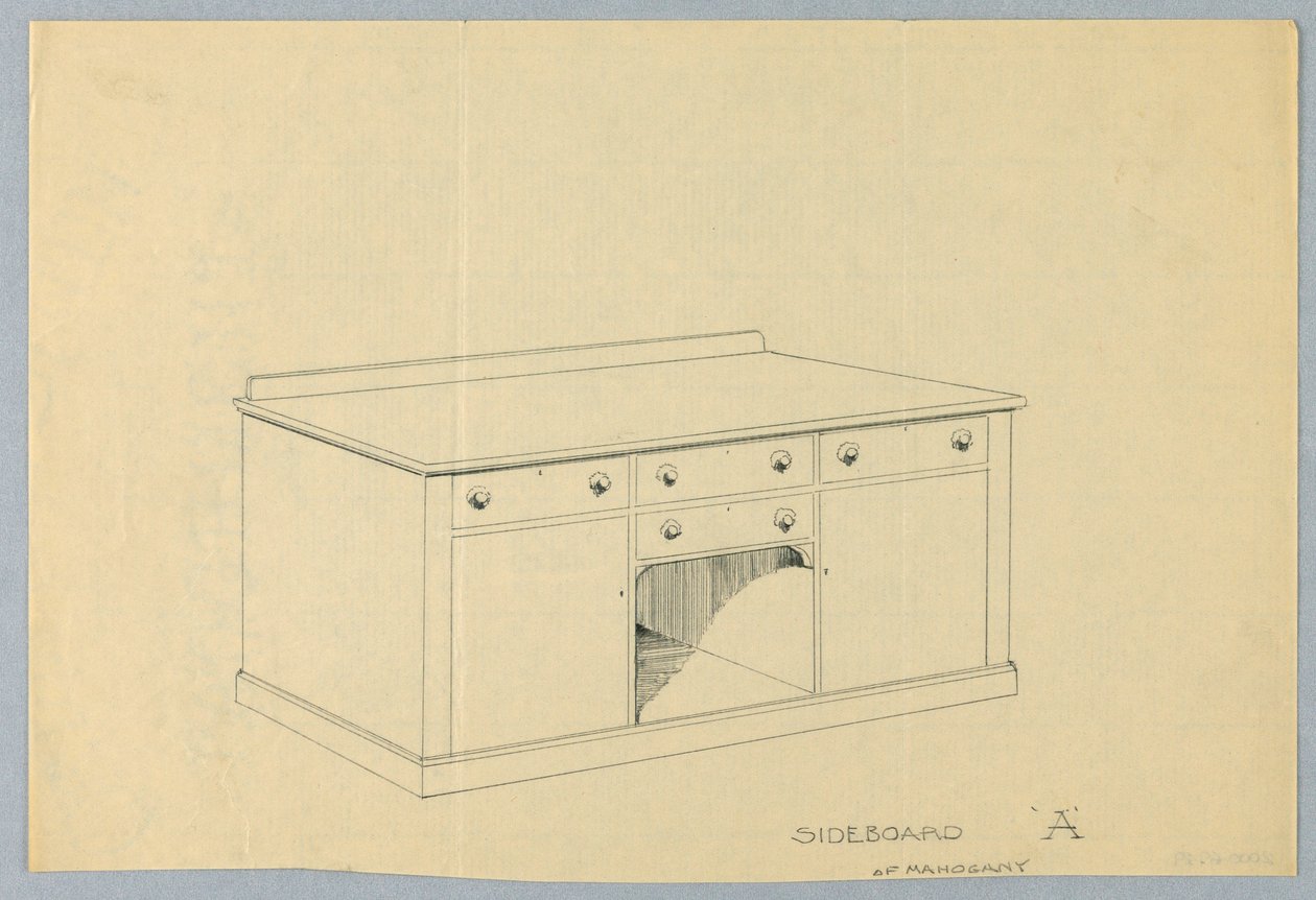 Design pro příborník A z mahagonu, 1900–05 od Unbekannt