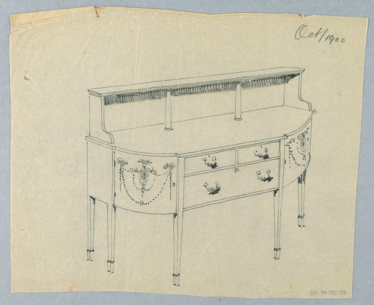 Design pro příborník s neoklasickým ornamentem, říjen 1900 od Unbekannt