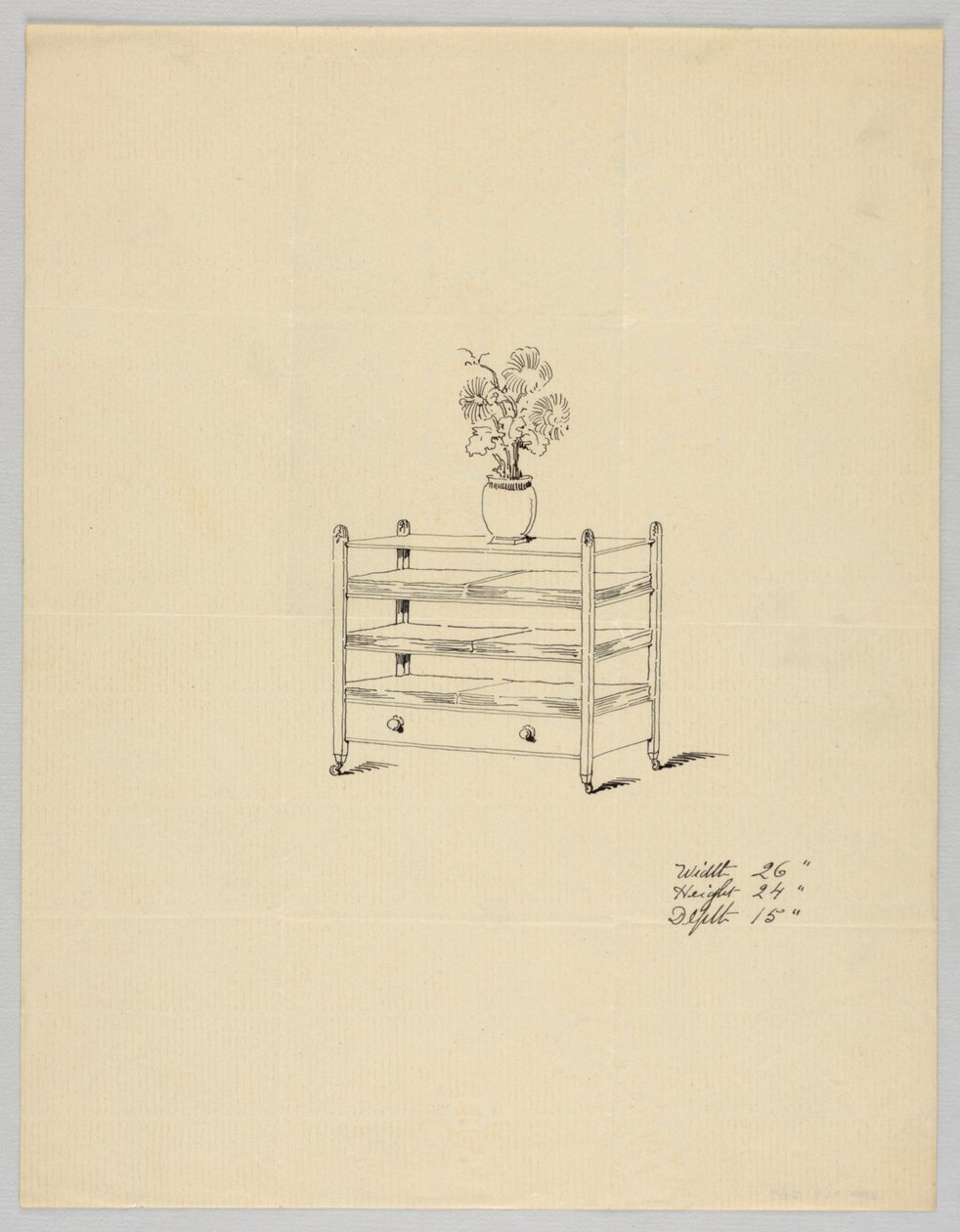 Design pro třístupňový stůl s vázou a květinami, 1900–05 od Unbekannt