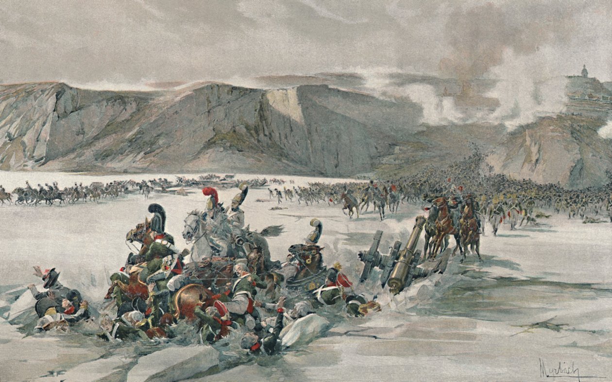 Zničení ustupujících Rusů u jezera Satschan, 1805, 1896 od Unbekannt