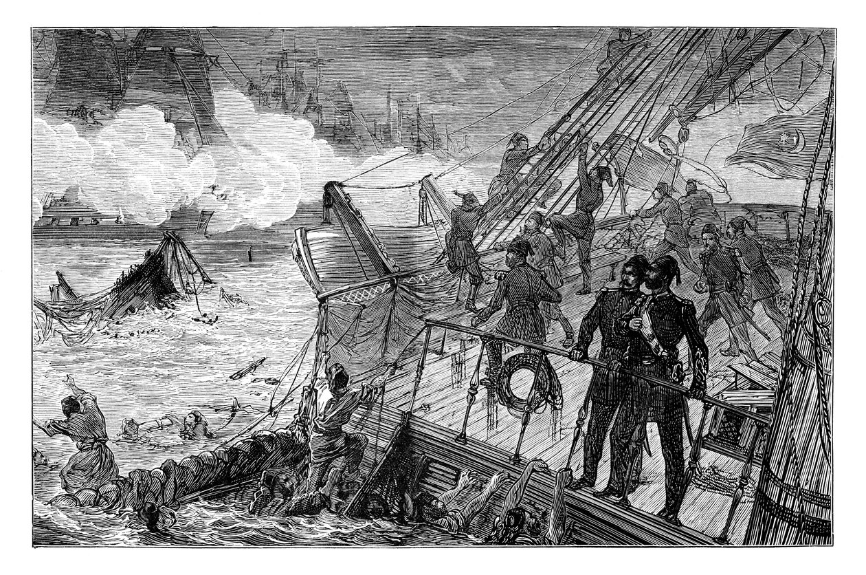 Zničení turecké flotily u Sinope, 1853, 1900 od Unbekannt