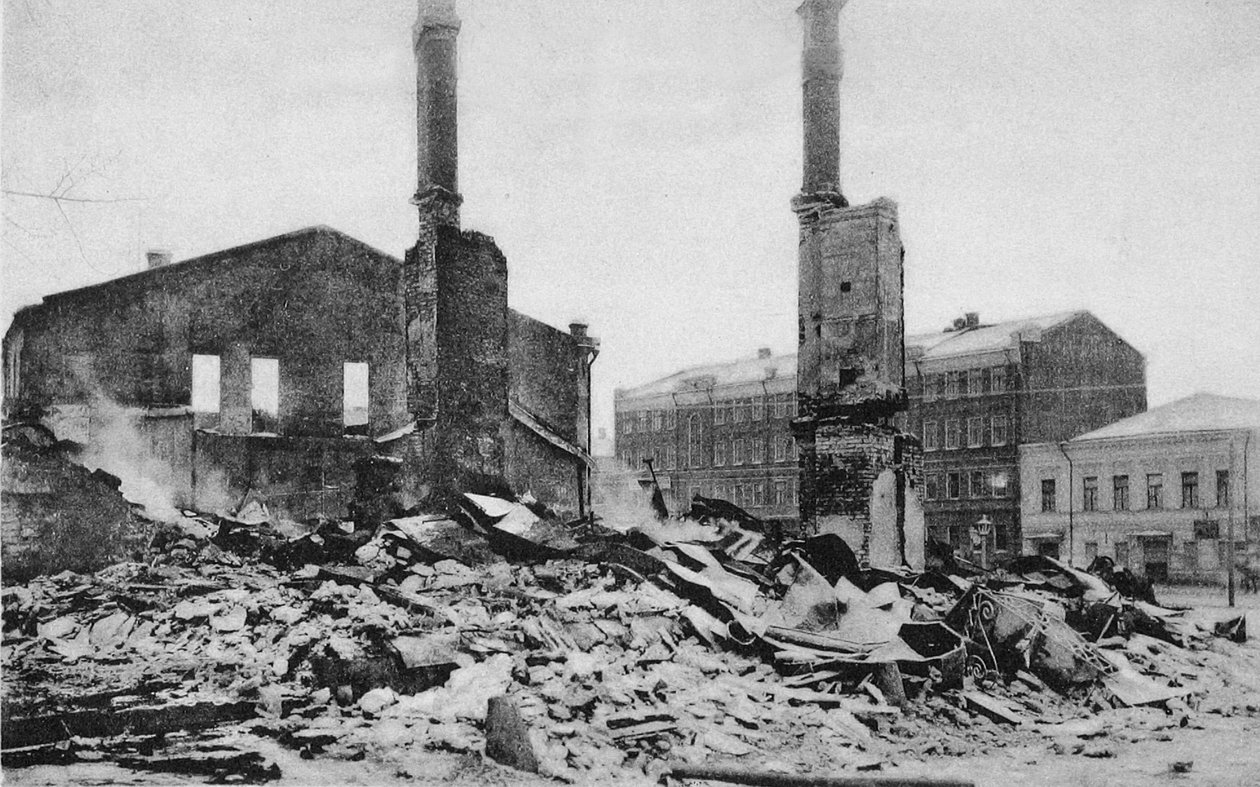 Zničení na moskevské ulici po revoluci, Rusko, prosinec 1905 od Unbekannt