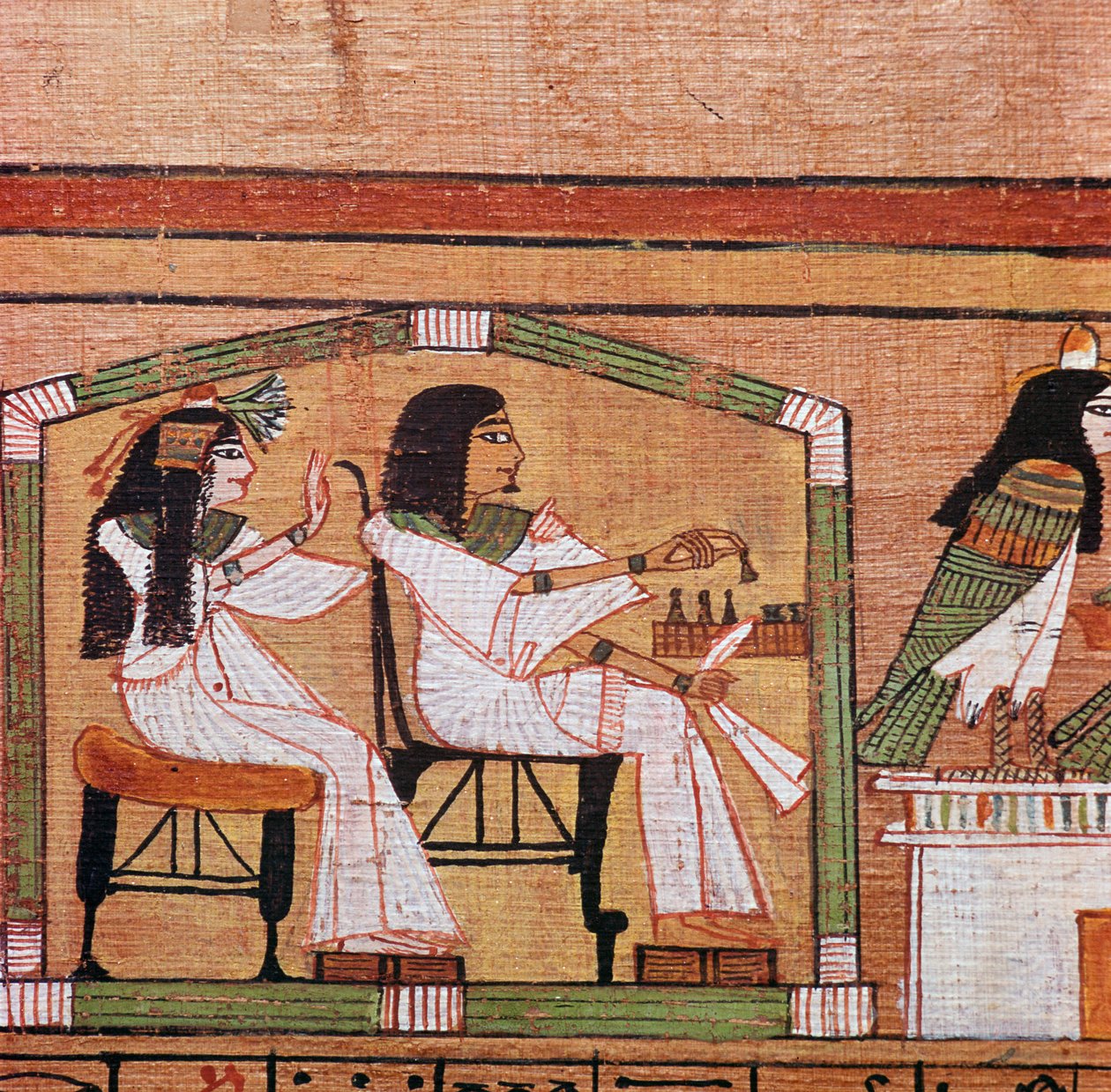 Detail z egyptského papyru zobrazující hru návrhů od Unbekannt
