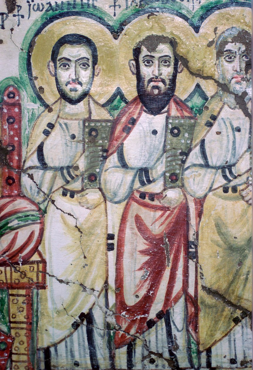 Detail koptské nástěnné malby zobrazující dva apoštoly, 6. století od Unbekannt