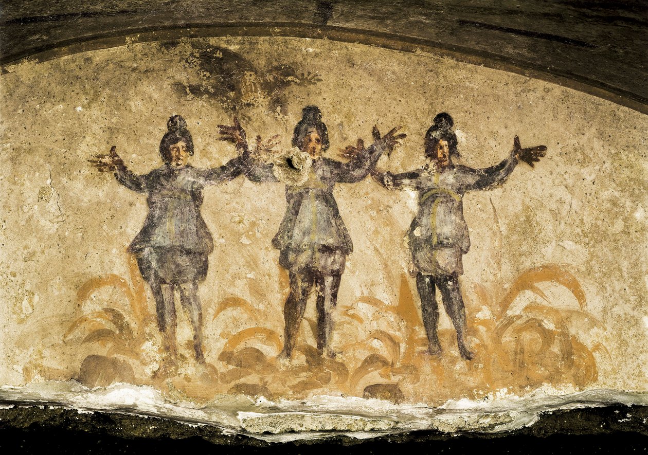 Detail fresky z Priscilských katakomb (Priscilla), 2. nebo 3. století našeho letopočtu od Unbekannt