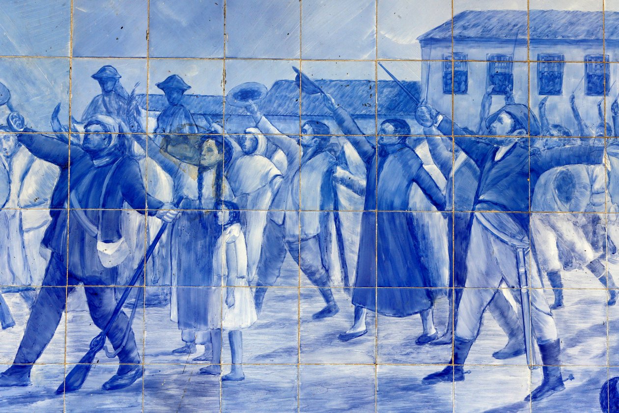 Detail mozaiky zobrazující lidi z Cachoeira jásající prince Pedra, který dovedl Brazílii k nezávislosti, Cachoeira, Brazílie od Unbekannt