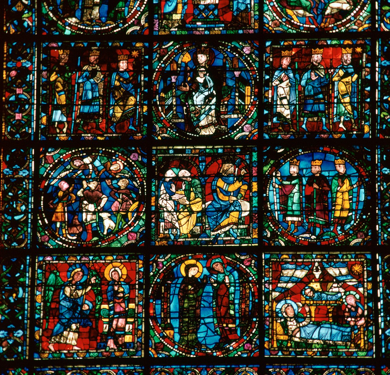 Detail velkého západního okna katedrály v Chartres, 12. století od Unbekannt