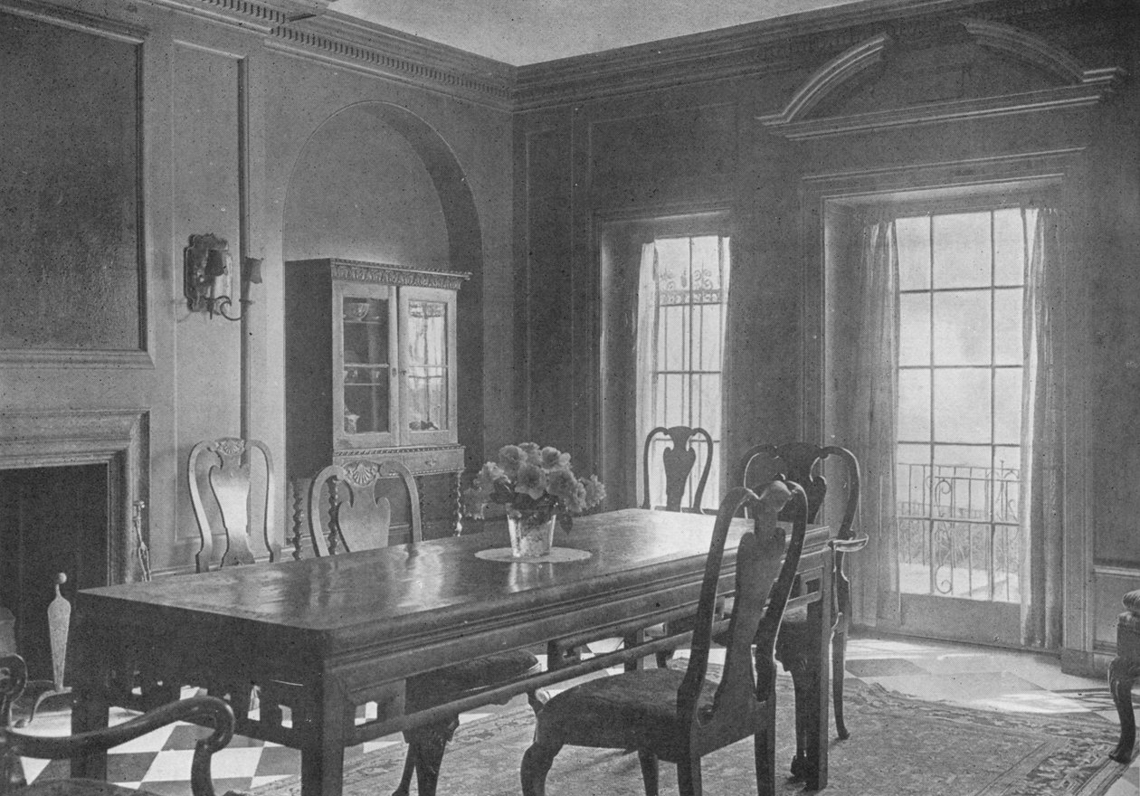 Jídelna, pohled na zahradní terasu, dům paní WK Vanderbilt, New York City, 1924 od Unbekannt
