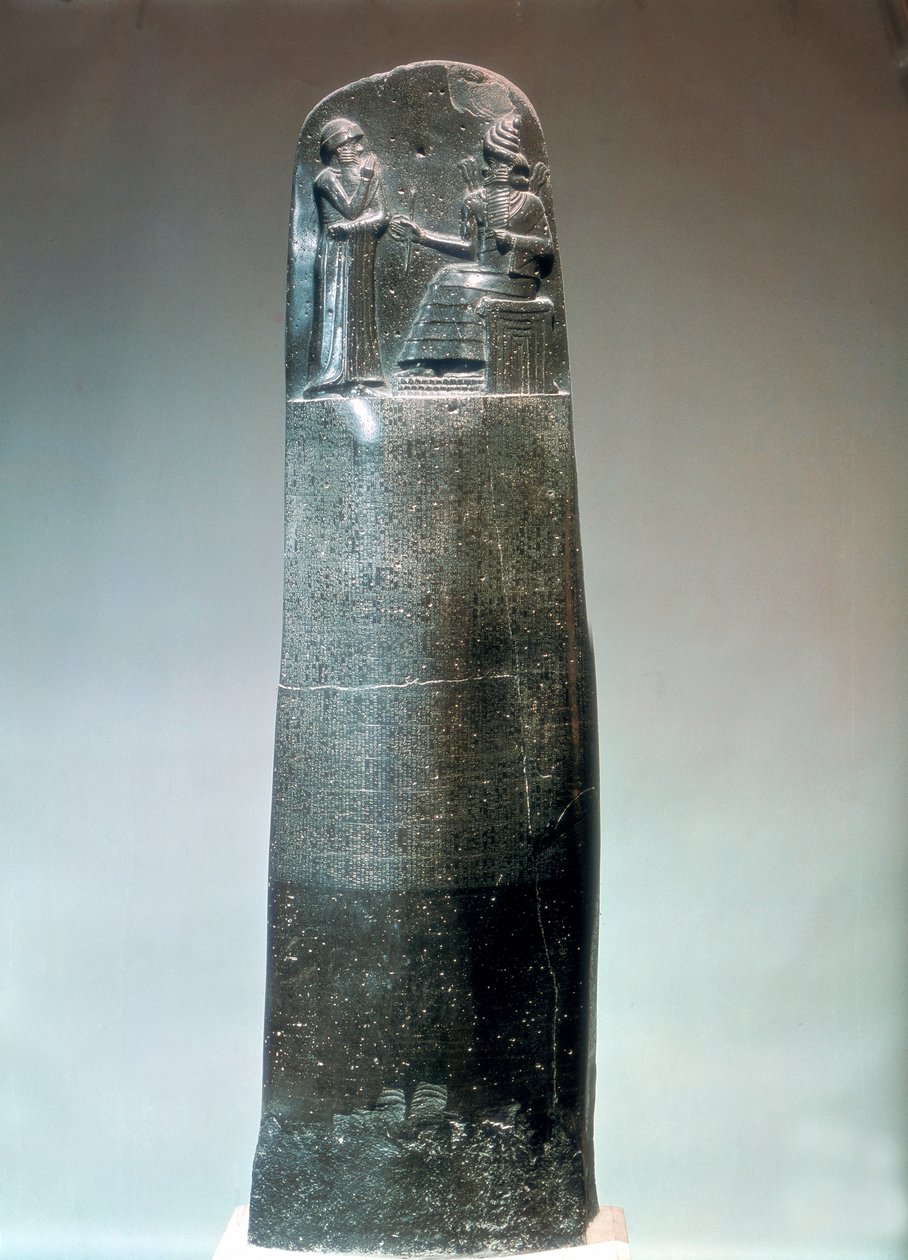 Dioritová stéla vepsaná zákony Hammurabi, 18. století před naším letopočtem od Unbekannt