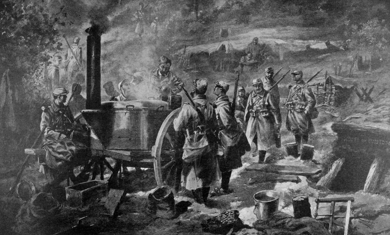 Distribuce polévky na frontě, 1915 od Unbekannt