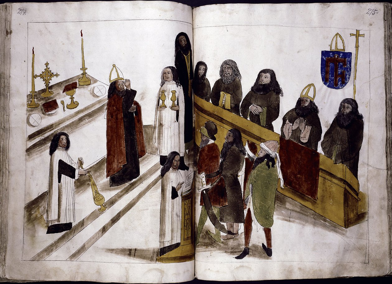 Bohoslužba podle řeckého ortodoxního obřadu z: Ulrich Richental Kronika kostnického koncilu, 1414-1418 od Unbekannt