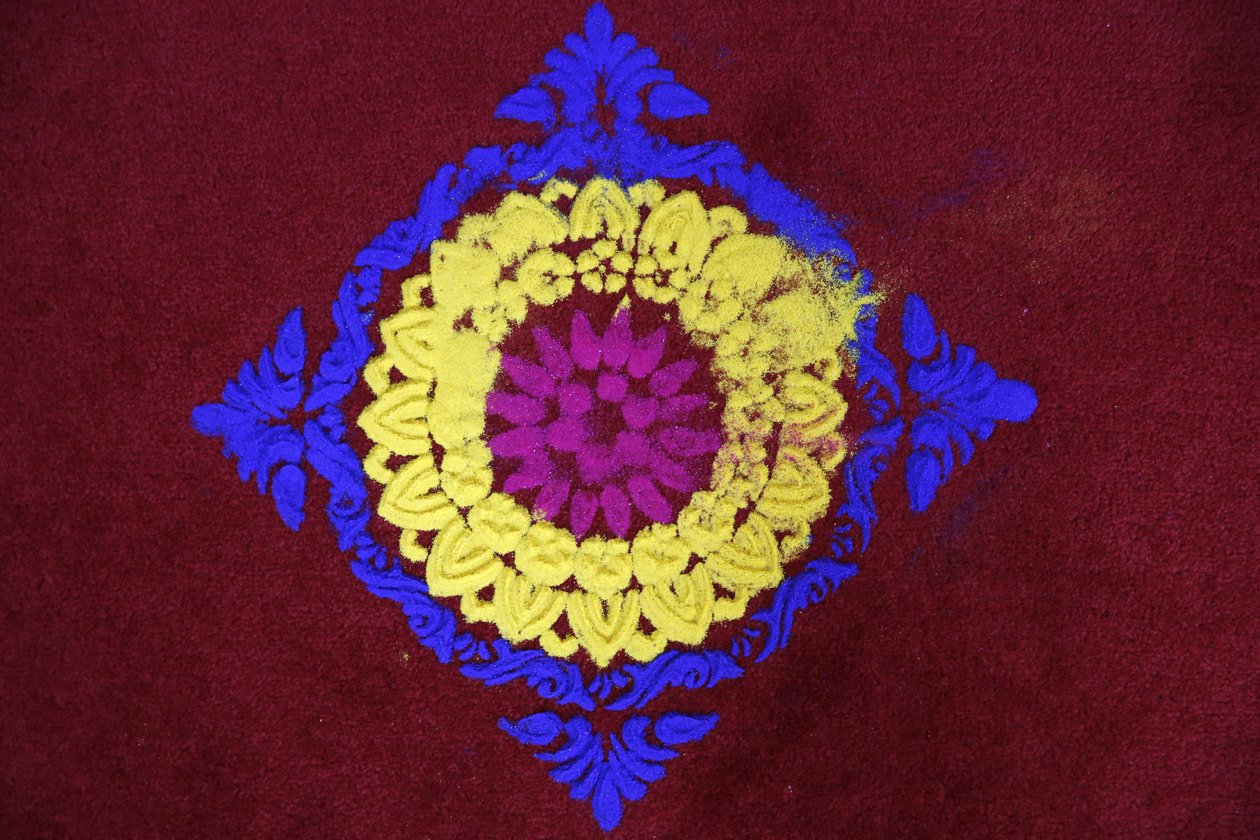 Diwali rangoli v chrámu Shirdi Sai Baba, Leicester. Spojené království od Unbekannt