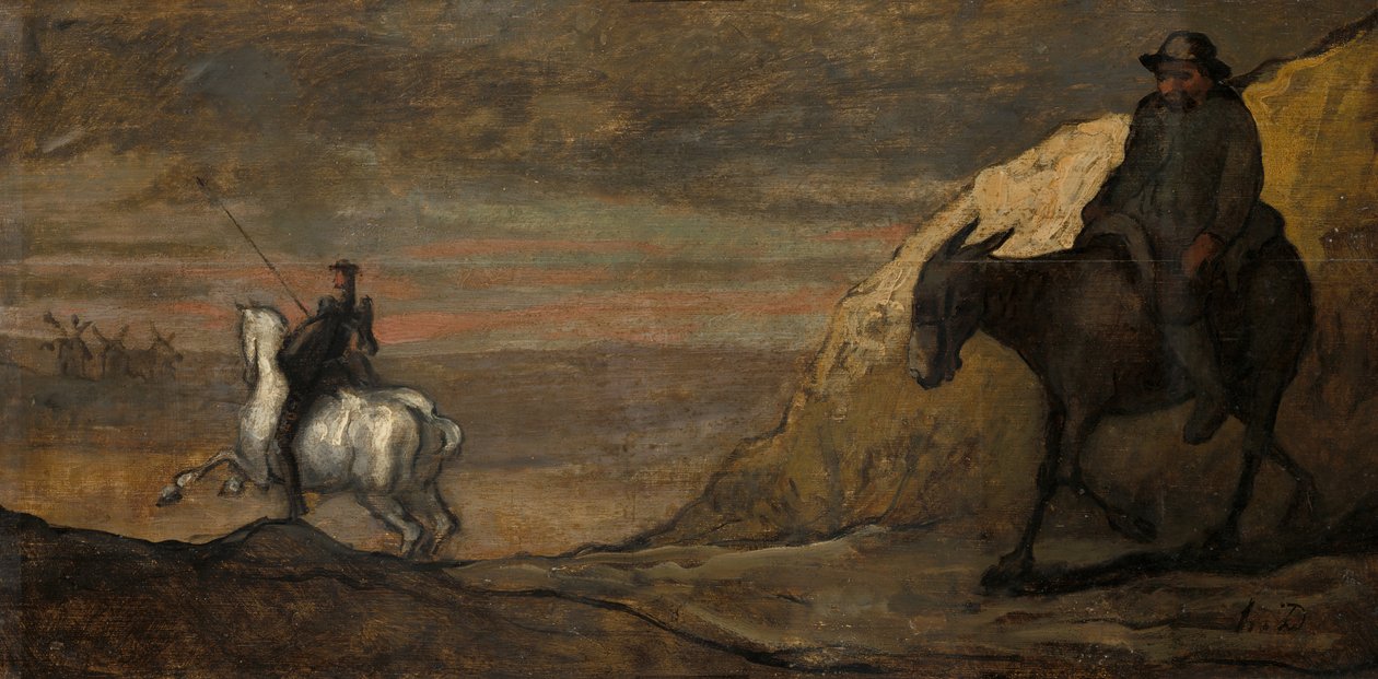 Don Quijote a větrné mlýny, c. 1850. od Unbekannt