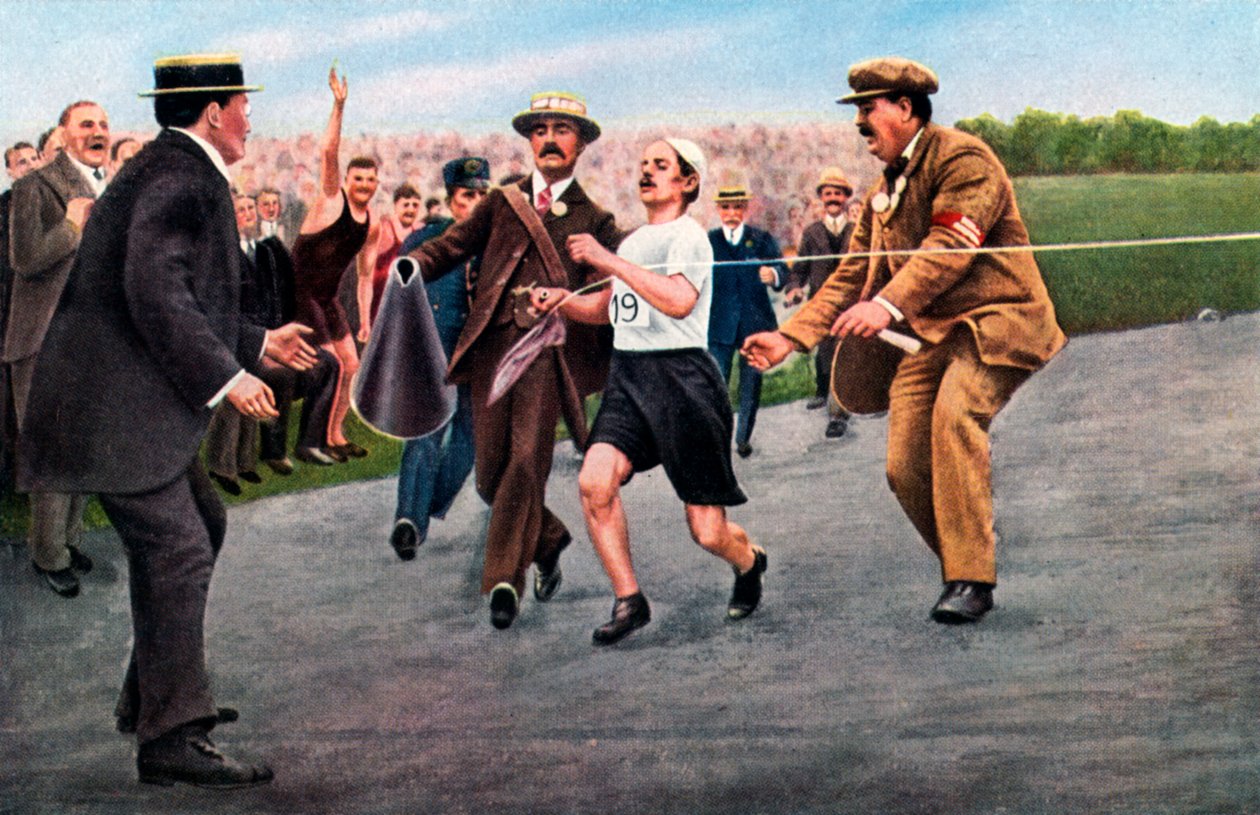 Dorando Pietri dokončil první moderní olympijský maraton v Londýně v roce 1908 od Unbekannt