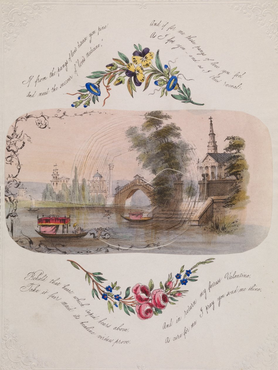 Dvojitá pavučinová valentýnka s benátskou scénou, 1830-50. od Unbekannt