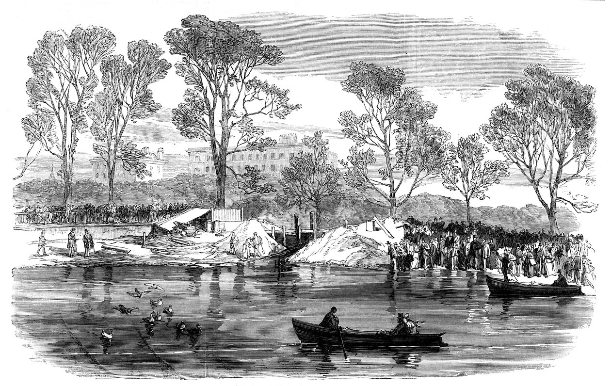 Vypouštění Serpentine River, Hyde Park, Londýn, 1869 od Unbekannt