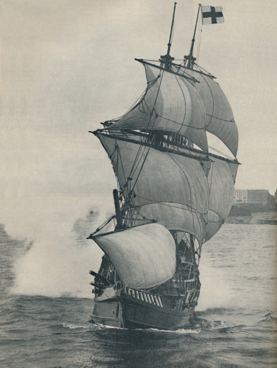 Vlajková loď Drakes na jeho cestě kolem světa, replika, 1937 od Unbekannt
