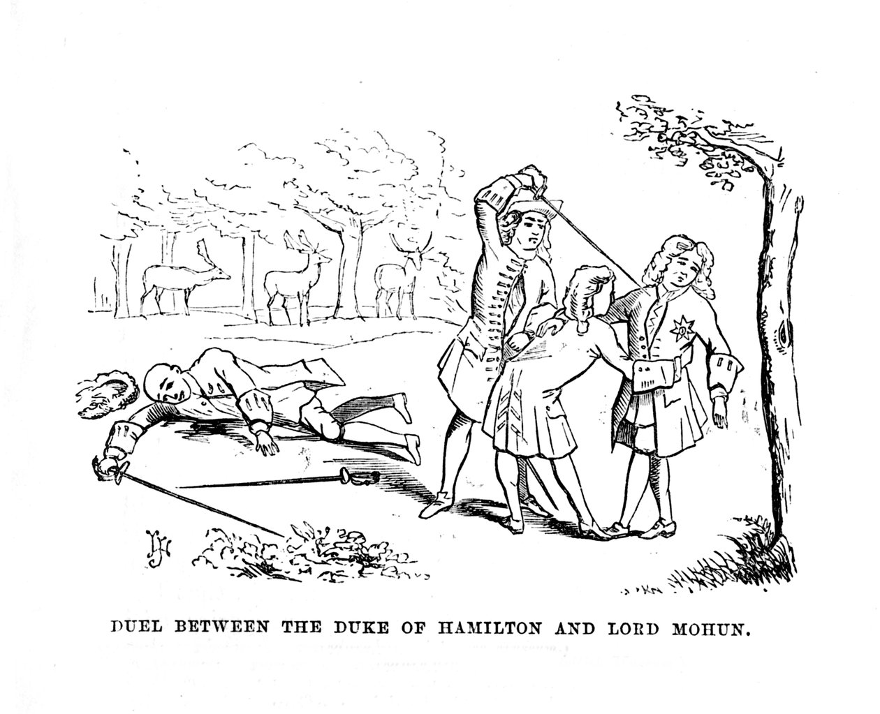 Duel mezi vévodou z Hamiltonu a lordem Mohunem, c1870 od Unbekannt