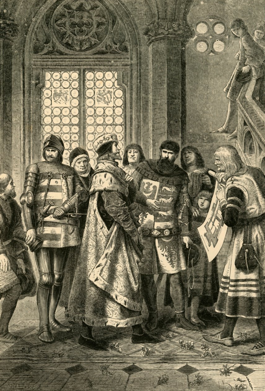 Vévoda Rudolf IV jako zakladatel Štěpánské katedrály, c1360, 1890. od Unbekannt
