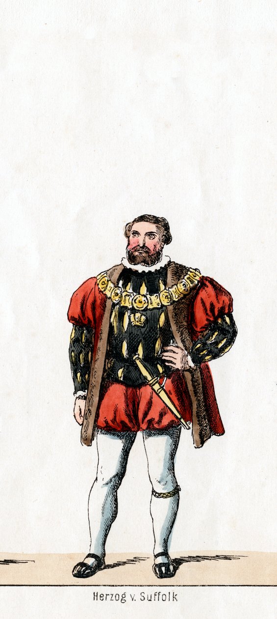 Vévoda ze Suffolku, návrh kostýmů pro Shakespearovu hru, Jindřich VIII., 19. století od Unbekannt