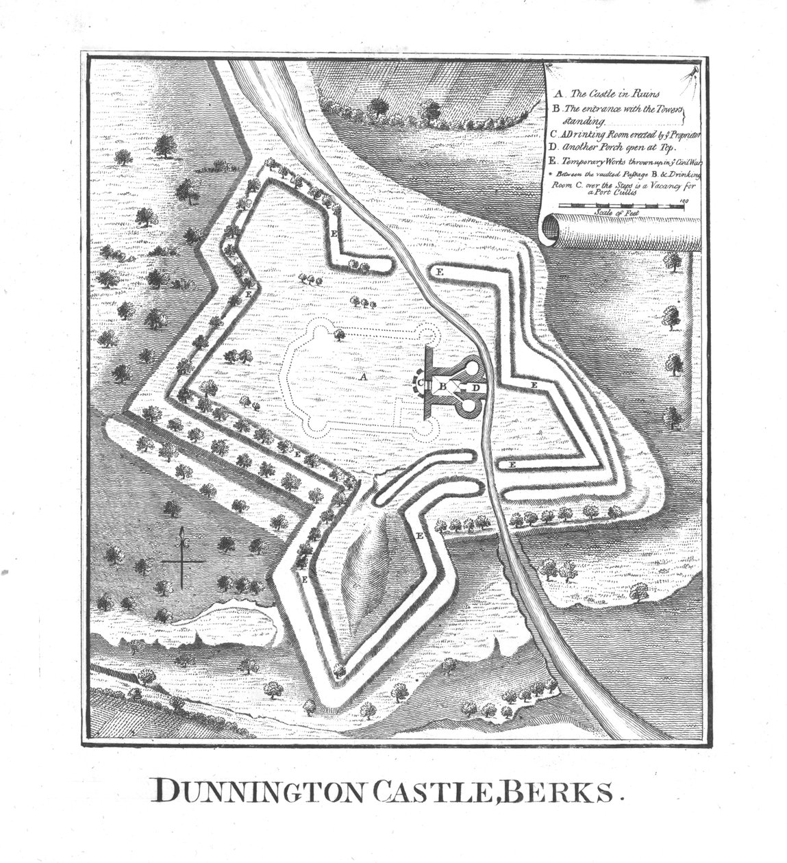 Hrad Dunnington, Berks., konec 18. století od Unbekannt