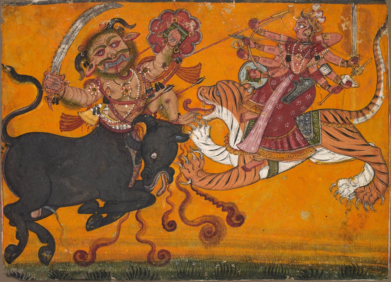 Durga zabíjení Mahisha, c. 1700-1710. od Unbekannt