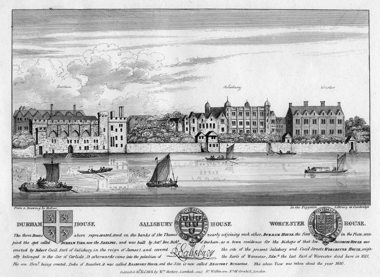 Durham House, Salisbury House a Worcester House, Londýn, c1630 1808 od Unbekannt