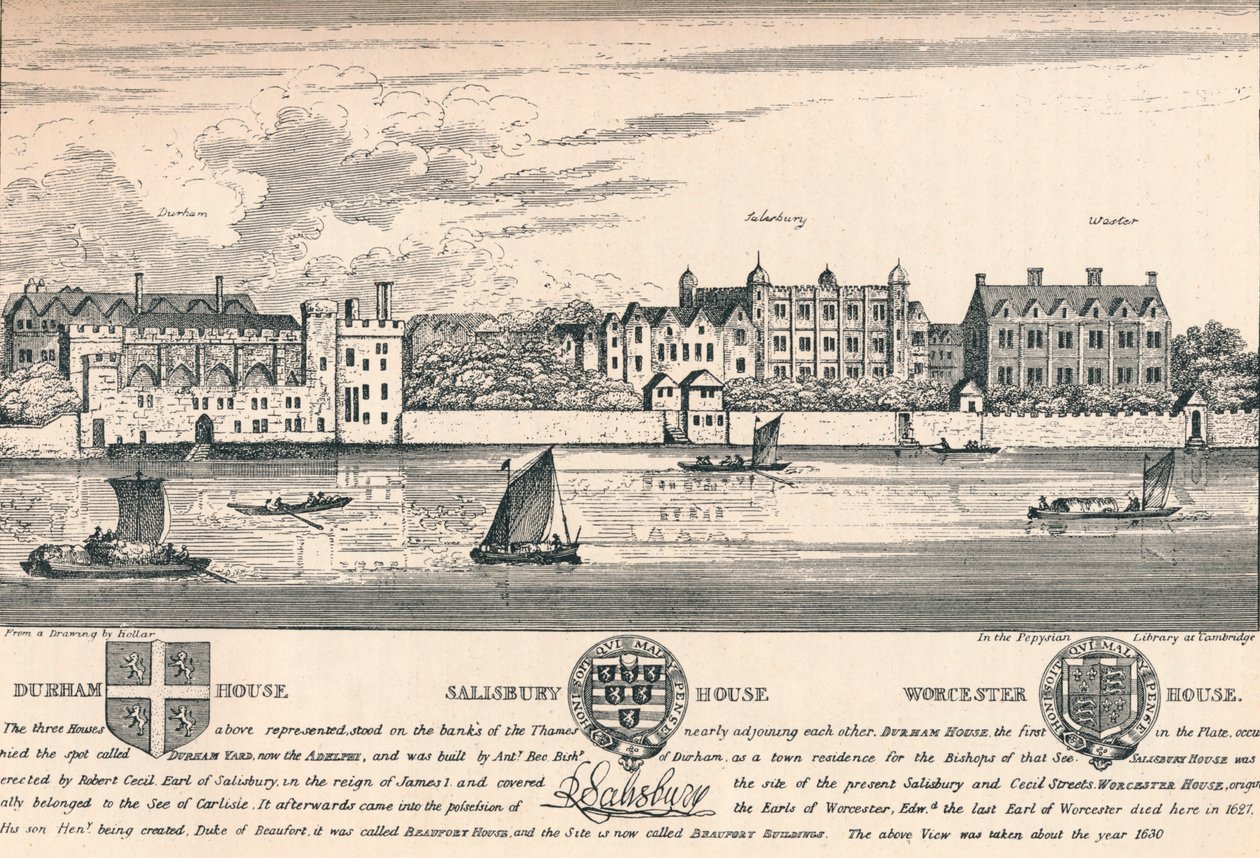 Durham House, Salisbury House a Worcester House, Londýn, c1808 1903 od Unbekannt