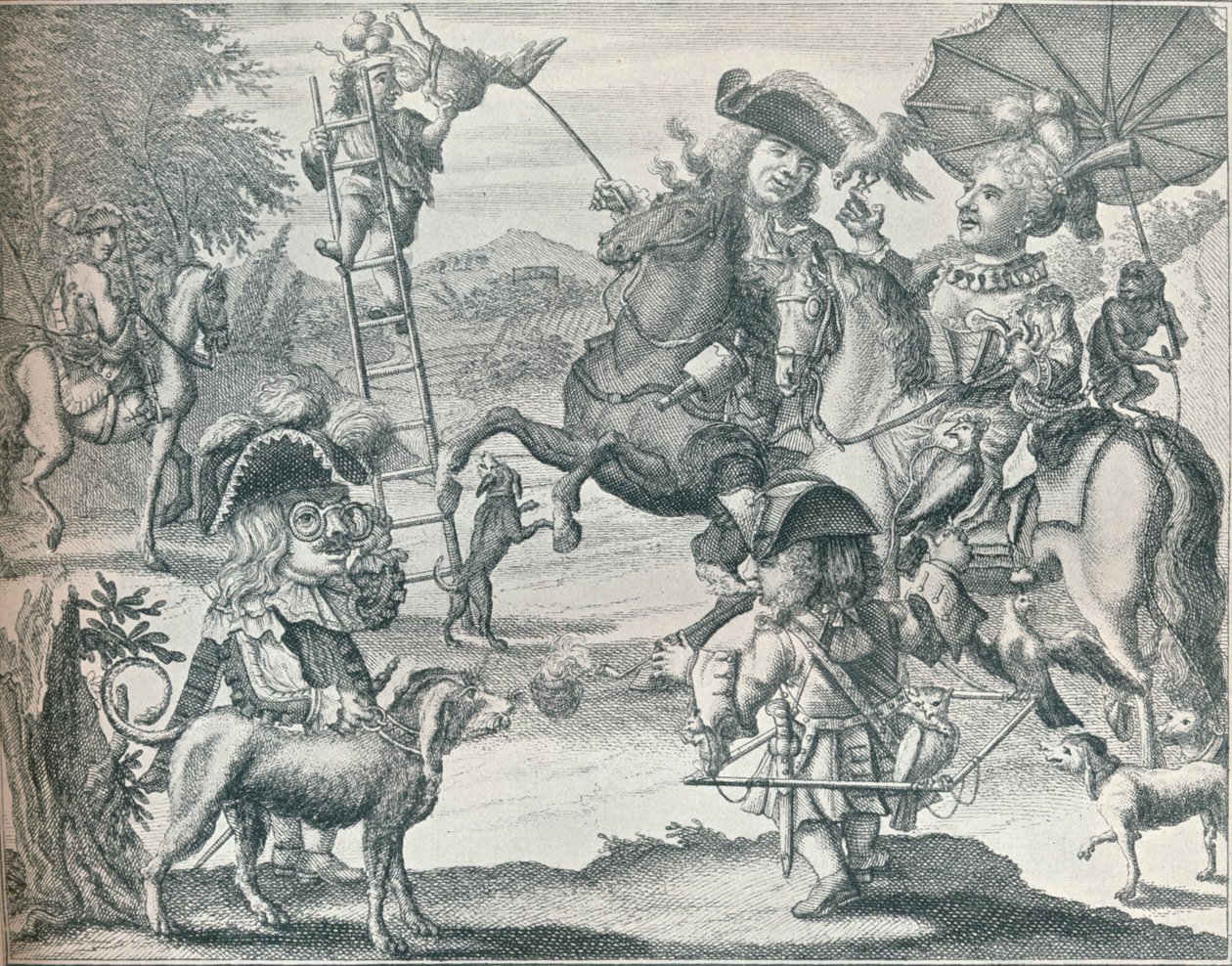 Dutch Skit on Falconry, c1716, 1916 od Unbekannt