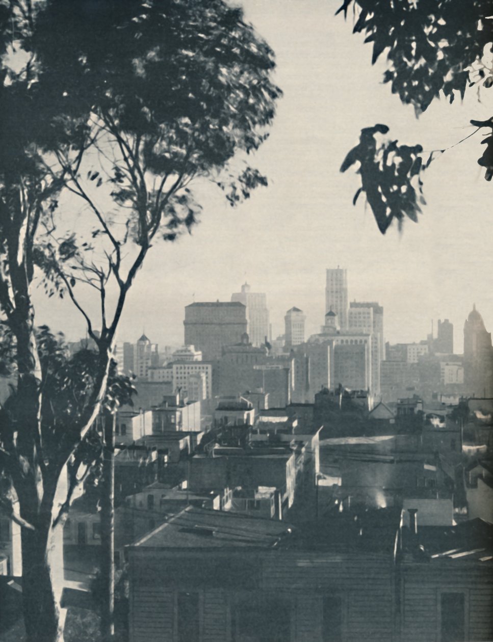 Obydlí domáckého dřeva ve stínu betonových obrů, c1935 od Unbekannt