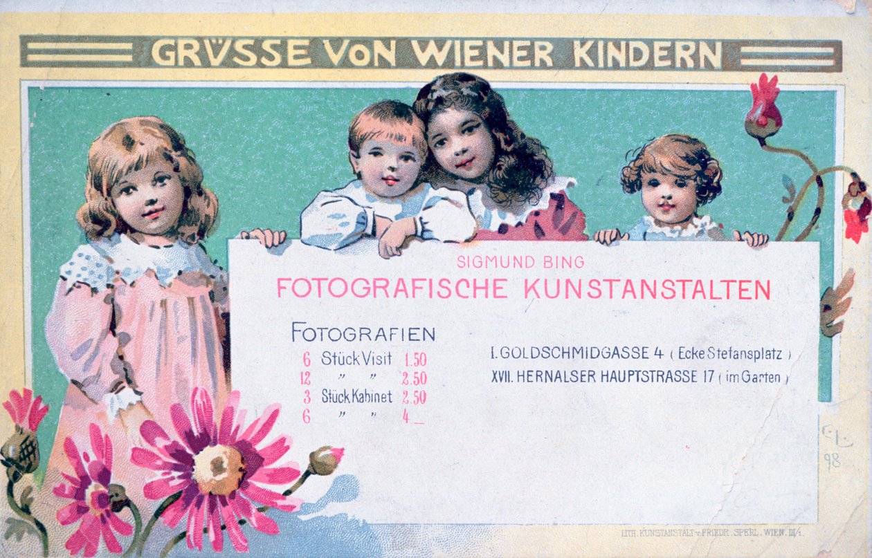 Reklamní karta raných vídeňských fotografů od Unbekannt