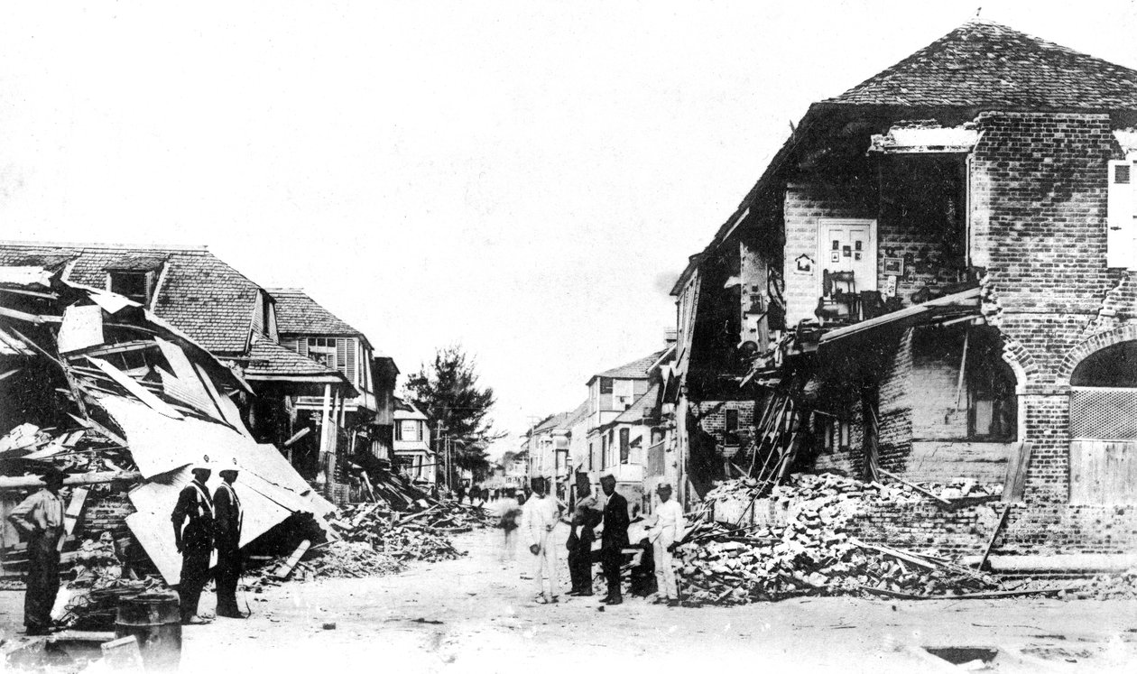 Škody způsobené zemětřesením, Duke Street, Kingston, Jamajka, 1907 od Unbekannt